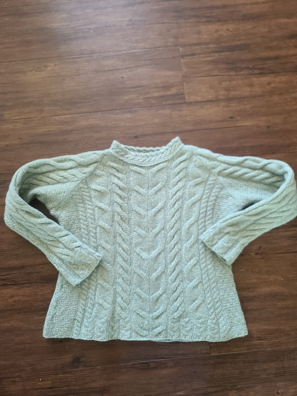 Women’s Cable Knit Sweater in Light Mint - Classic Cozy Pullover